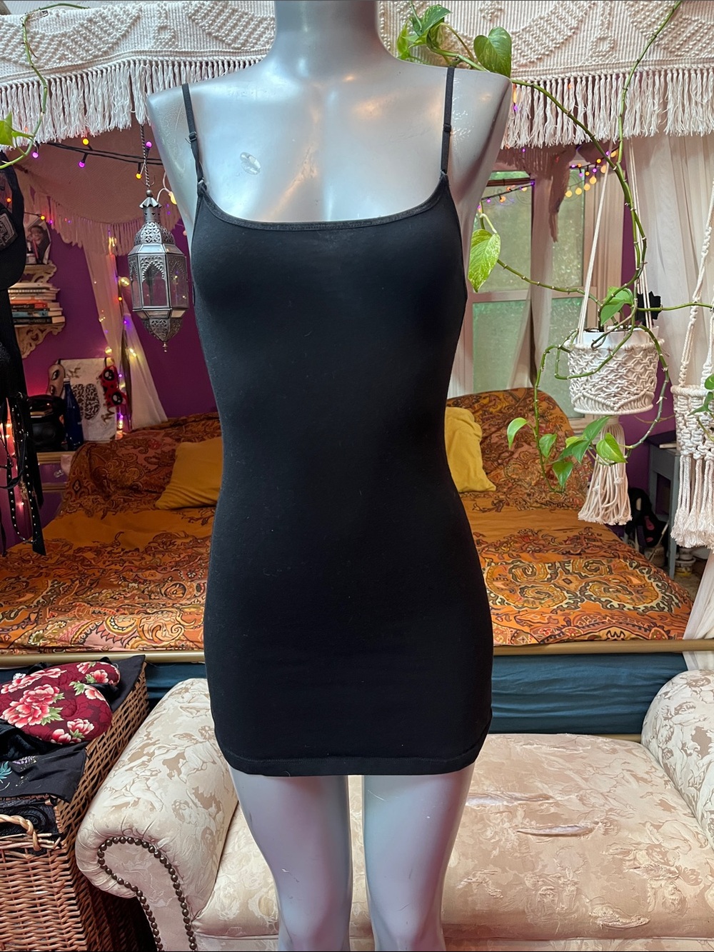 Vintage Y2K goth grunge long layering cami camisole tank top